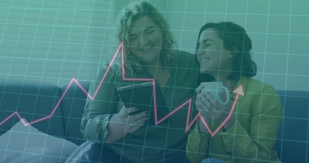 Caucasian Couple Analyzing Data on Digital Tablet at Home