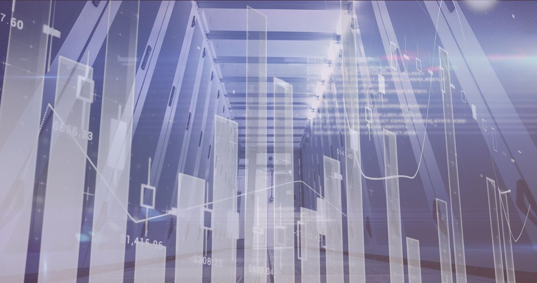 Digital Technology Concept with Data and Server Room