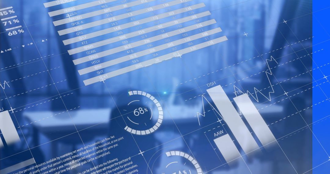 Futuristic Data Interface in Empty Office