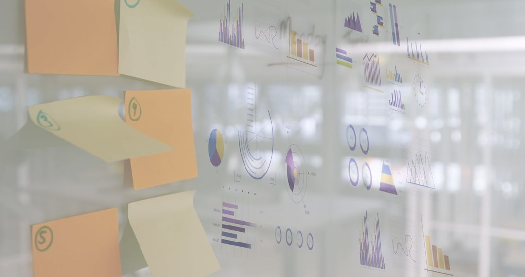 Financial Data on Transparent Digital Interface at Office