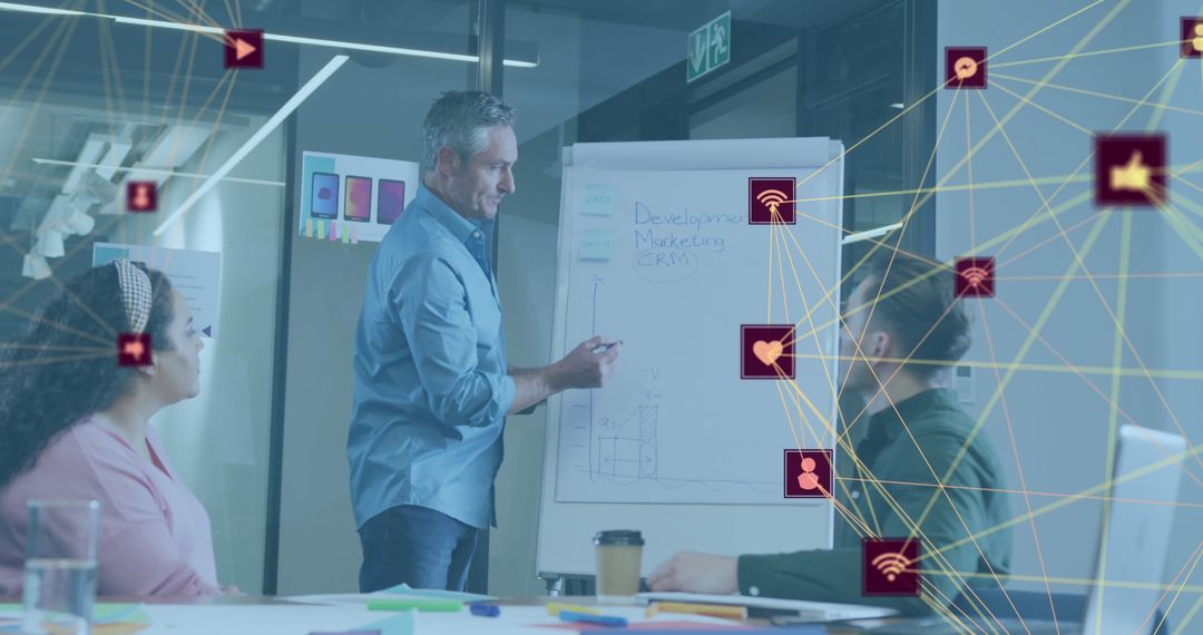 Businessman Discussing Marketing Strategy in High-Tech Office