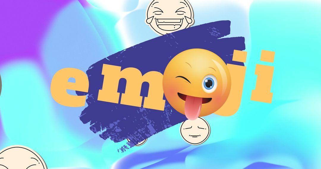 Digital Emojis on Abstract Vivid Background for Social Media