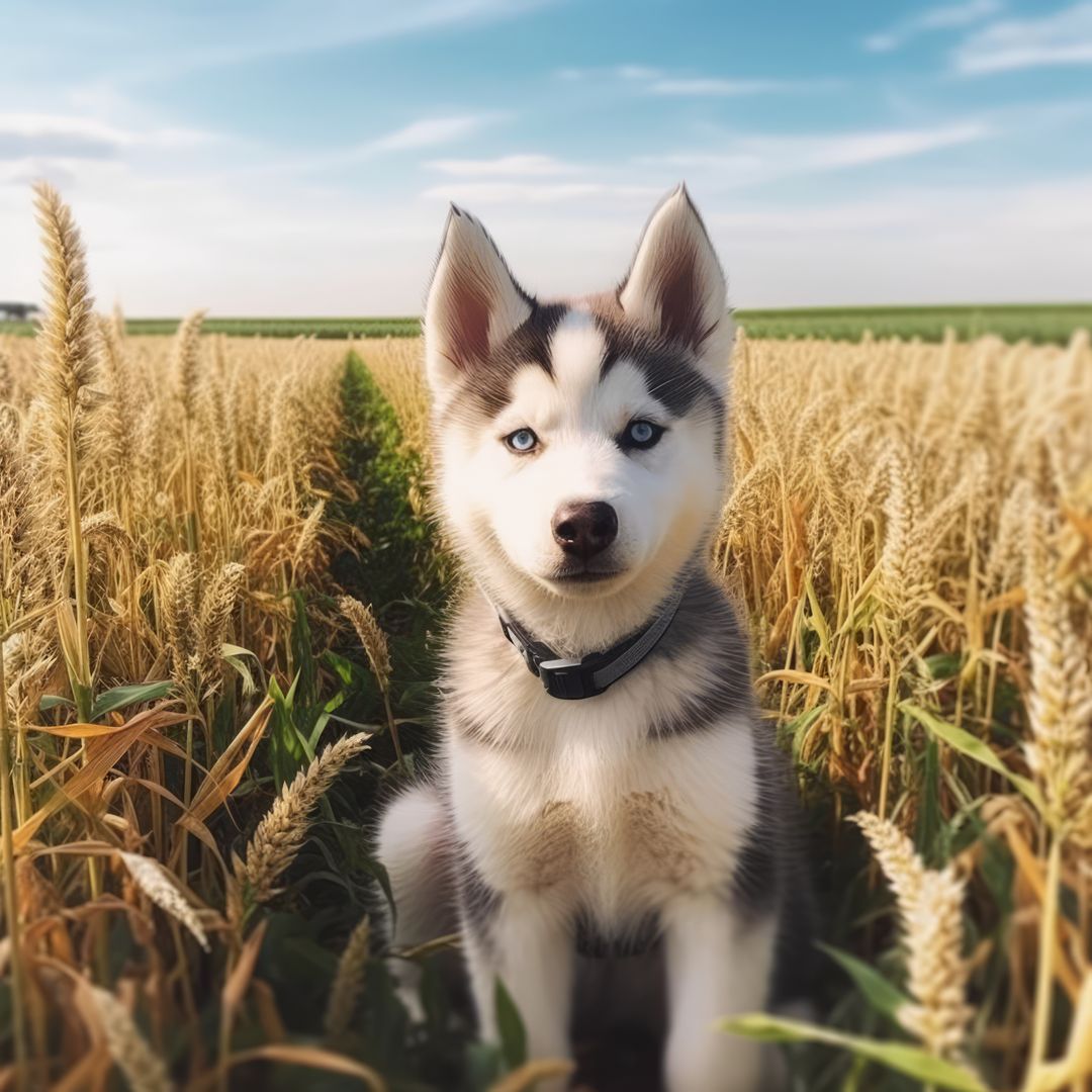 Portrait of cute siberian husky puppy in field, created using generative ai technology - Free Images, Stock Photos and Pictures on Pikwizard.com