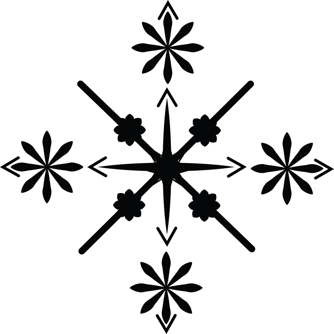 Black Decorative Snowflake Vector on Transparent Background