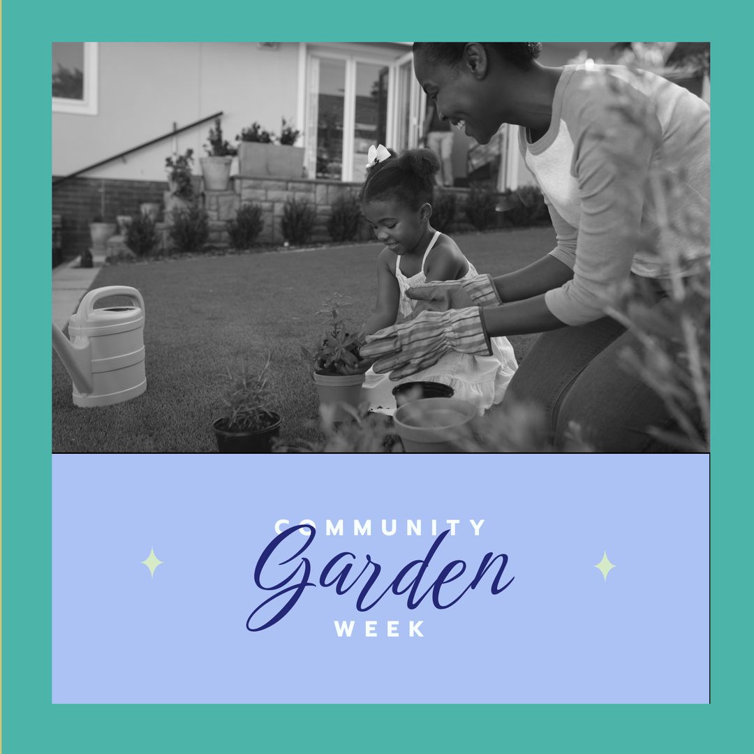 Mother and Daughter Planting Herbs Celebrating Community Garden Week - Download Free Stock Templates Pikwizard.com