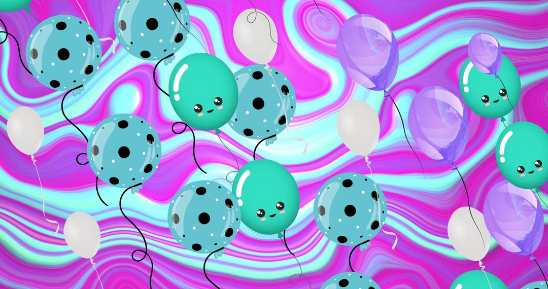 Whimsical Balloons on Vivid Abstract Liquid Background - Free Images, Stock Photos and Pictures on Pikwizard.com