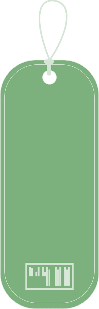 Minimalistic Green Label with Barcode on Transparent Background