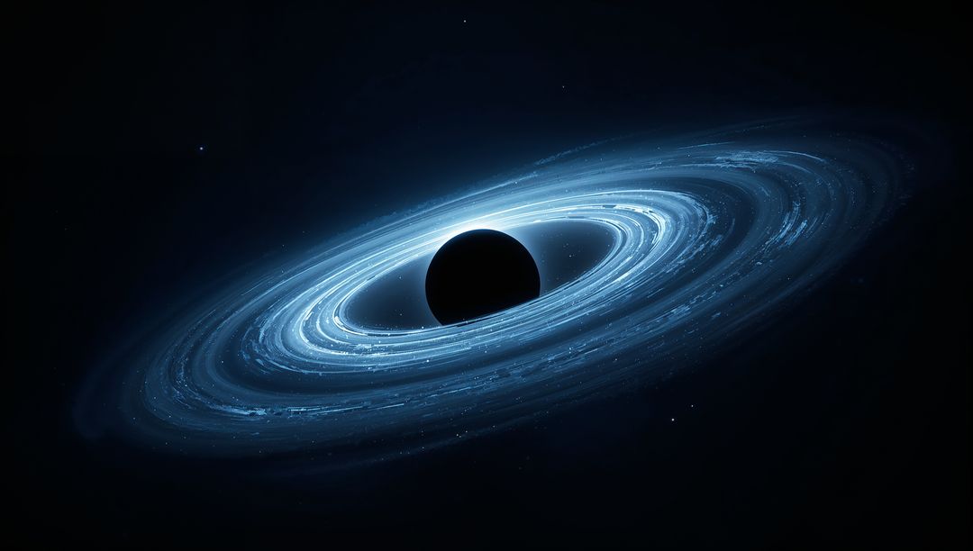 Swirling Accretion Disk Orbiting Black Hole in Deep Space