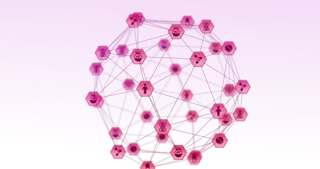 Abstract Network Connections in Pink Digital Web