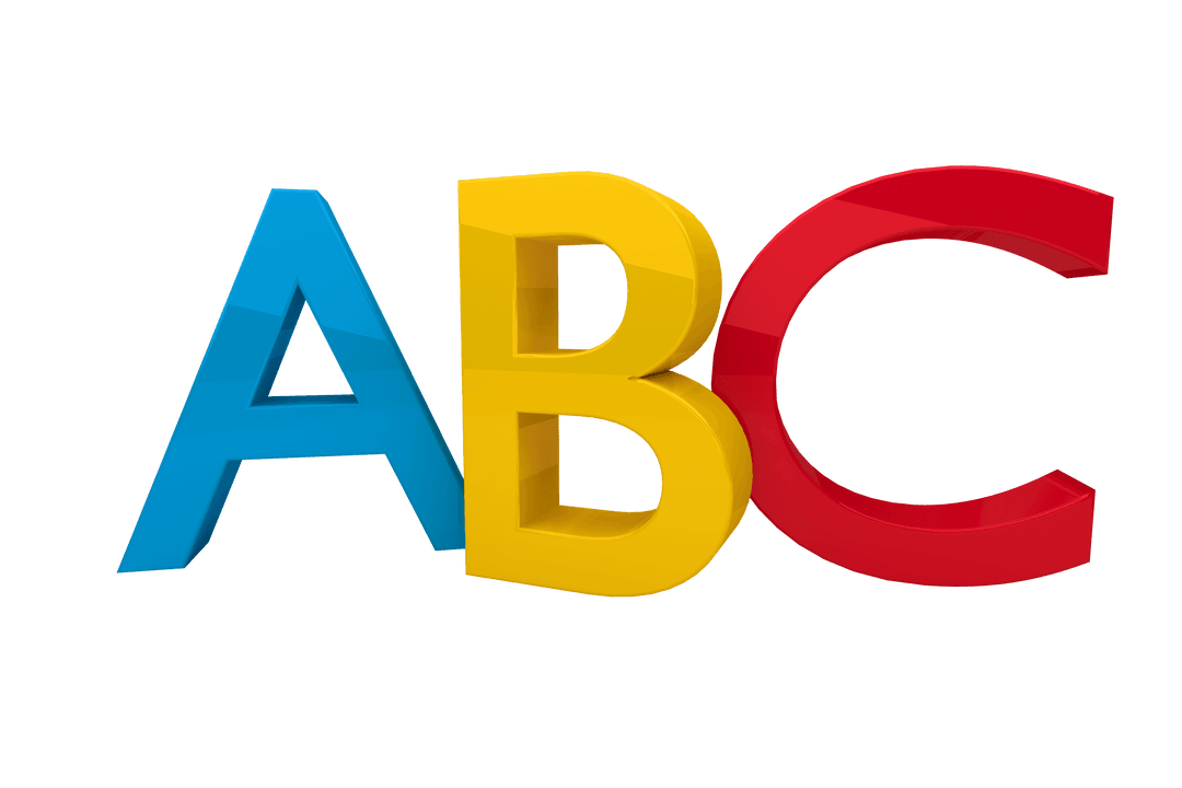 Colorful ABC Letters on Transparent Background