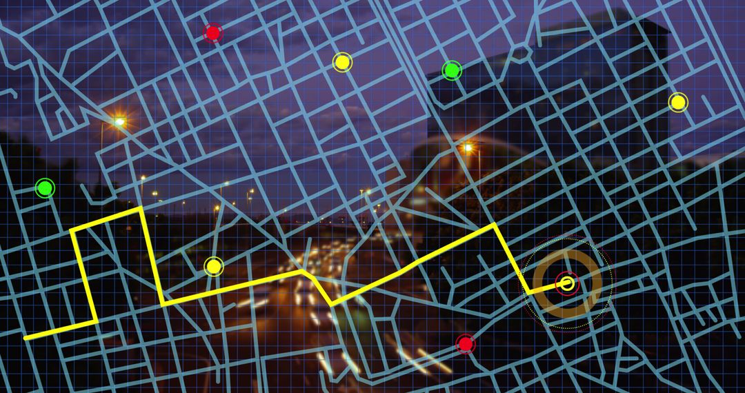 City Map Navigation Overlay with GPS Tracking Path