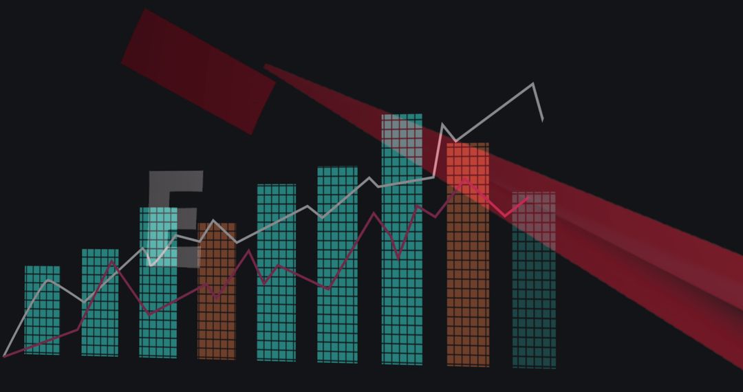 Colorful 3D Bar Graph with Digital Interface Elements