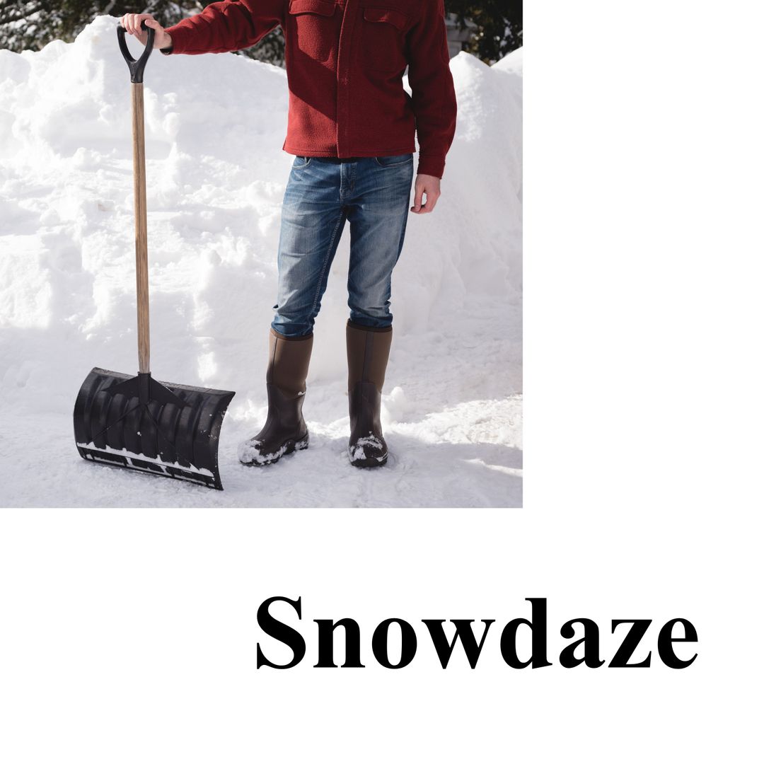 Man With Snow Shovel in Winter Wonderland Context