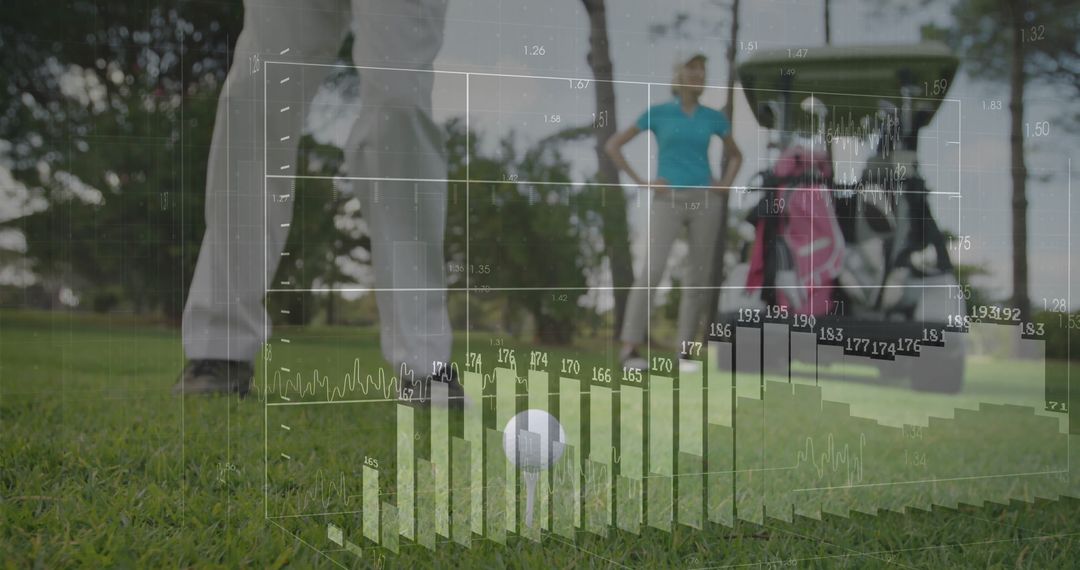 Golfer Analyzing Stats Before Taking Golf Put