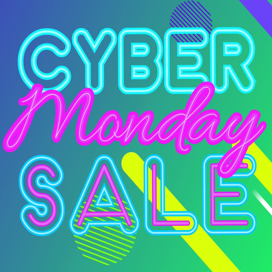Vibrant cyber monday sale banner with neon colors for marketing
