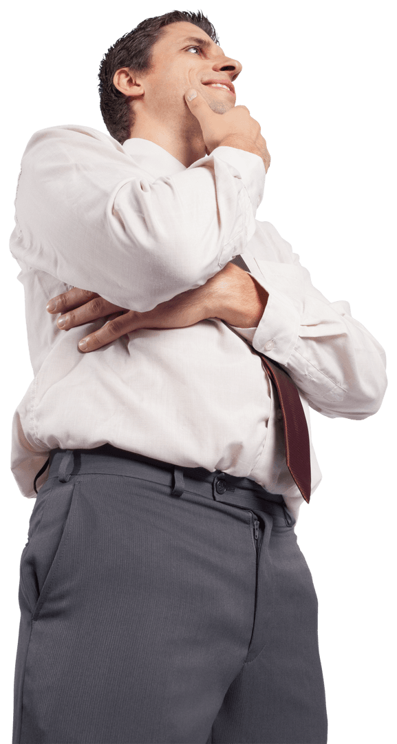 Transparent Thinking Businessman Gazing Upwards