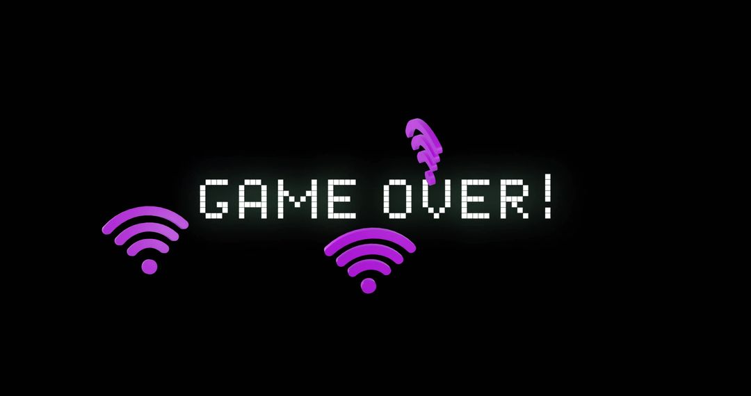 Glowing Game Over Text with WiFi Symbols on Black