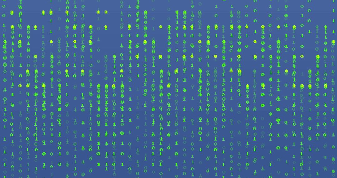 Binary Code Stream on Blue Background