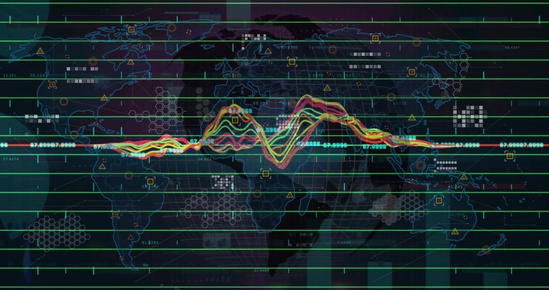 Global Financial Data Analysis over World Map with Graphs