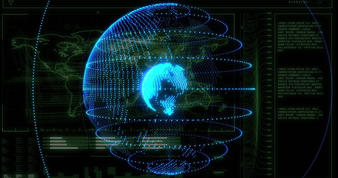 Digital globe with futuristic network connections in virtual interface