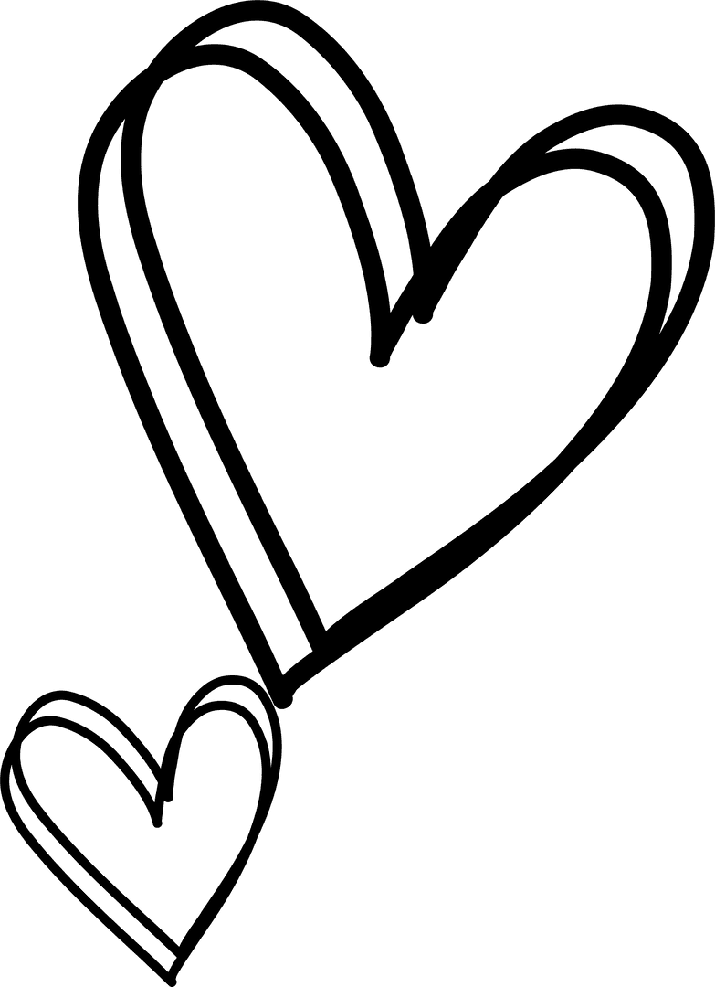 Minimalist Transparent Hand-Drawn Double Hearts in Line Art Style
