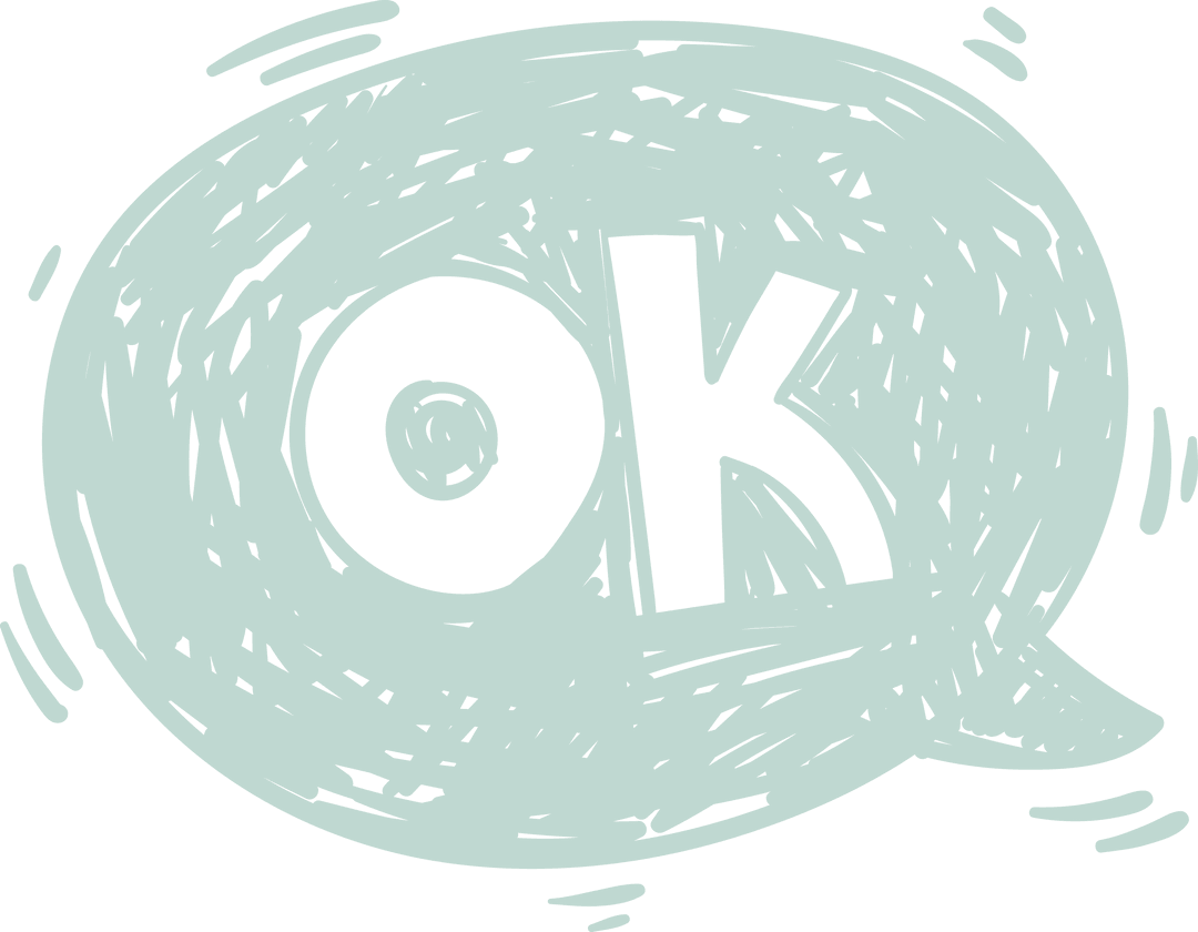 OK Text on Light Green Speech Bubble Transparent Background