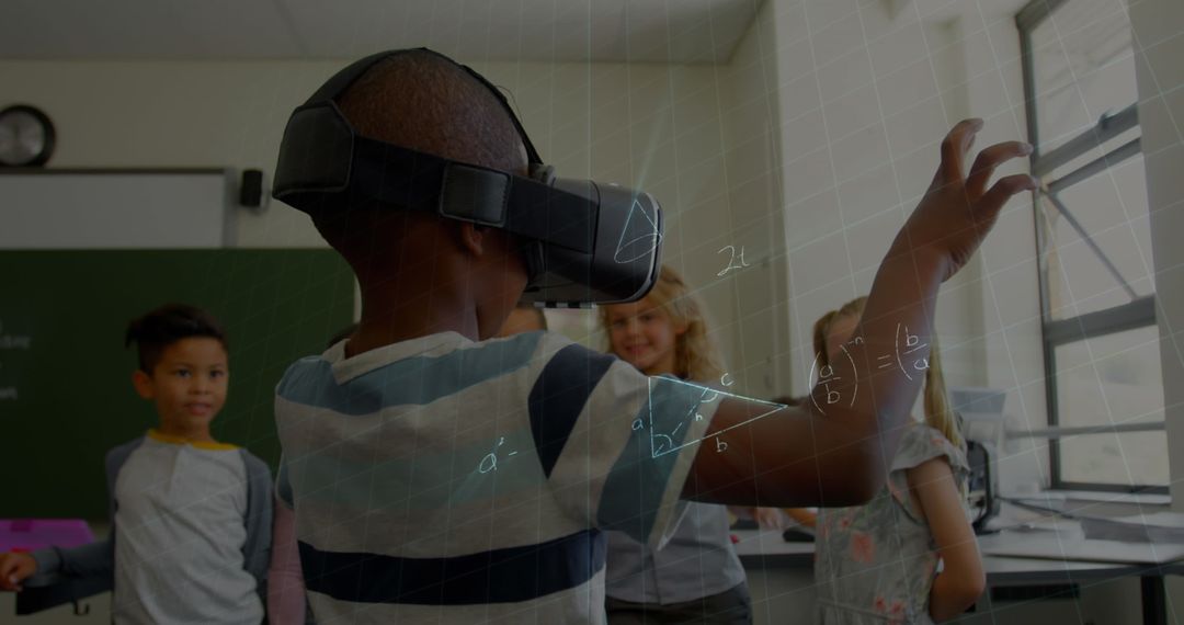 Schoolchildren Engaged with VR Technology and Math Exploration
