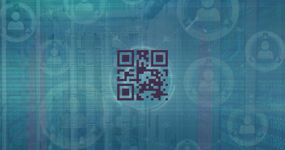 Digital QR Code on High-Tech Global Interface Background