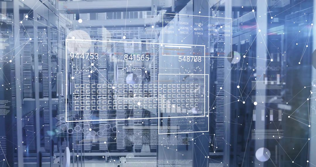 Futuristic Data Center Visualization with Network Connections