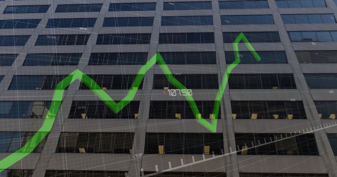 Digital Financial Chart Blends with Modern Office Exterior