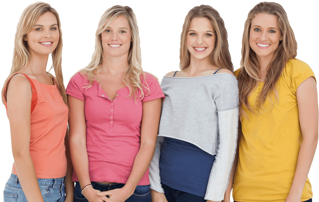 Group of Four Women Smiling with Transparent Background
