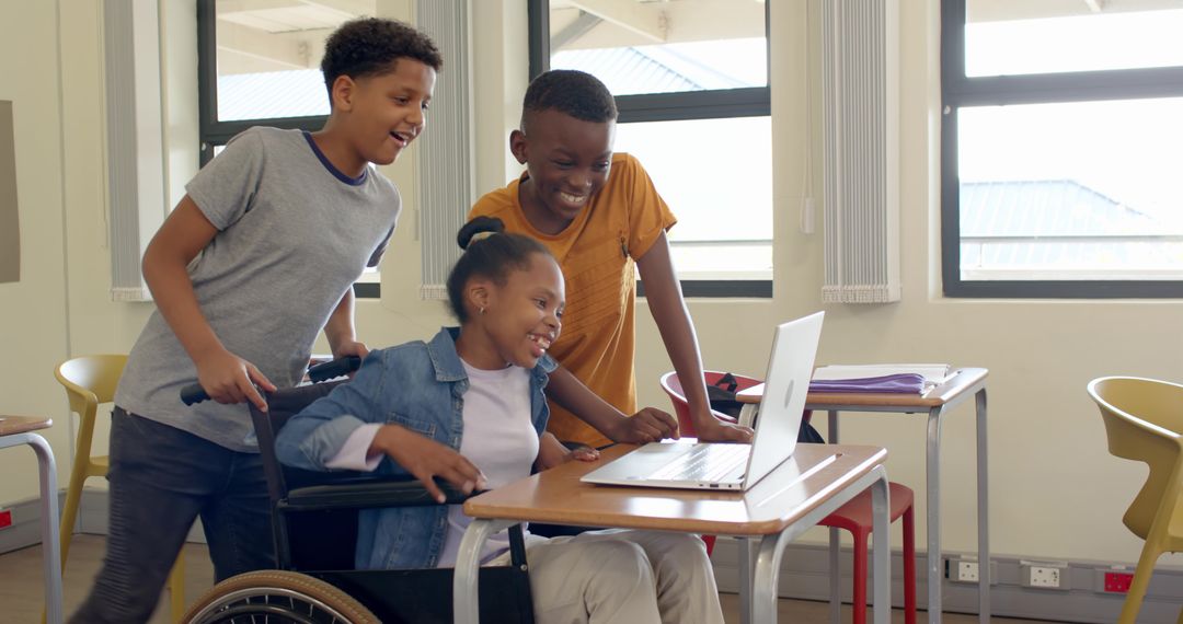 Diverse Classmates Engaging in Inclusive Learning at School