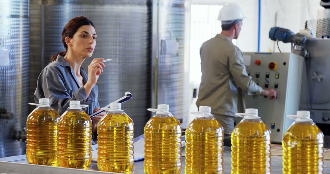 Food Quality Control Team Inspecting Cooking Oil Production at Factory - Free Images, Stock Photos and Pictures on Pikwizard.com