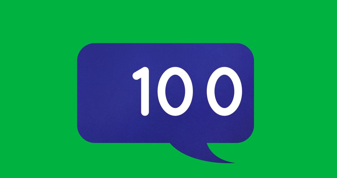 Blue Chat Box with Number Counter on Green Background