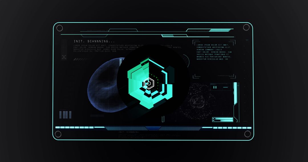 Futuristic Digital Interface with Data Processing Graphic