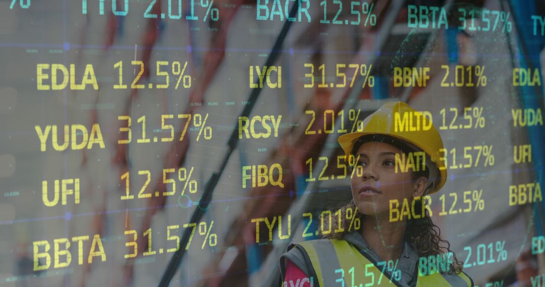 Female Construction Worker Analyzing Stock Market Data - Free Images, Stock Photos and Pictures on Pikwizard.com