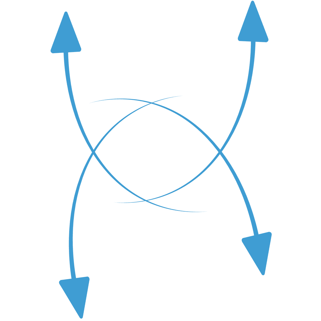 Dynamic Blue Arrows Crossing on Transparent Background