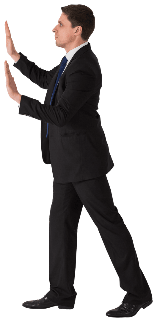 Transparent Businessman in Formal Suit on White Background