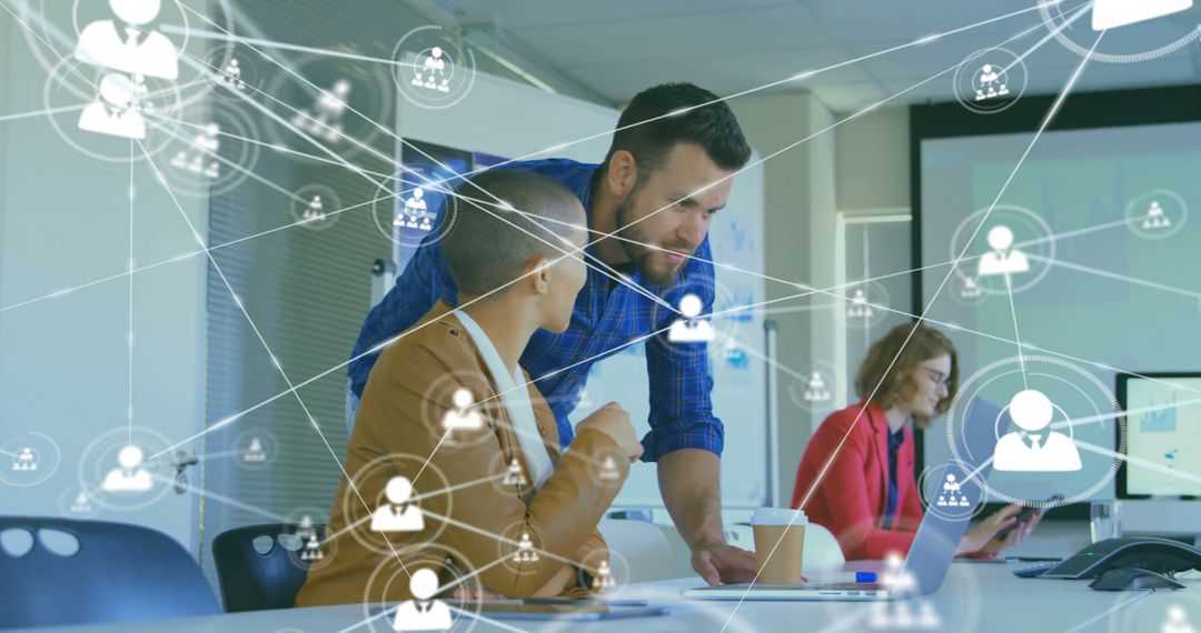 Collaborative Teamwork with Digital Connectivity in Modern Office