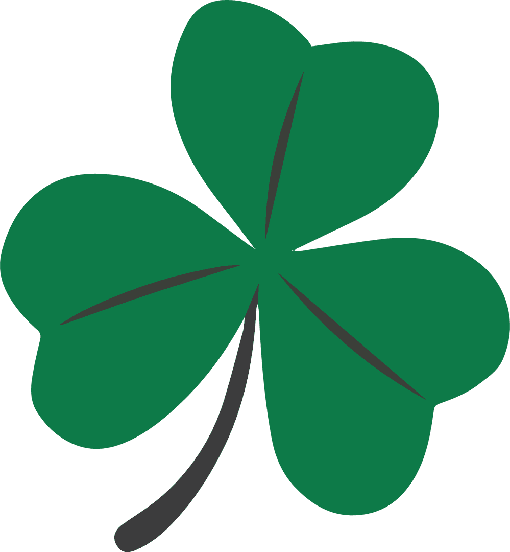 Trendy Four-Leaf Clover Symbol on Transparent Background