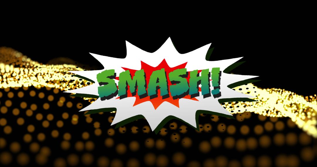 Dynamic Smash Text Overlay on Digital Gold Dots