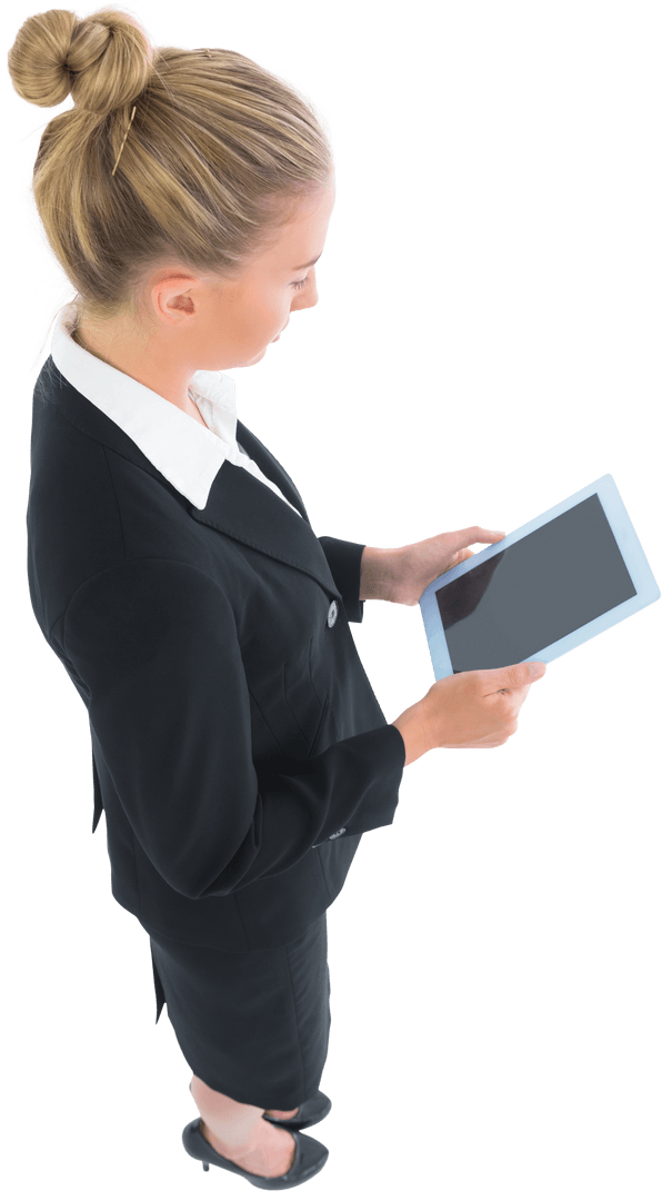 Transparent View of Businesswoman with Digital Tablet