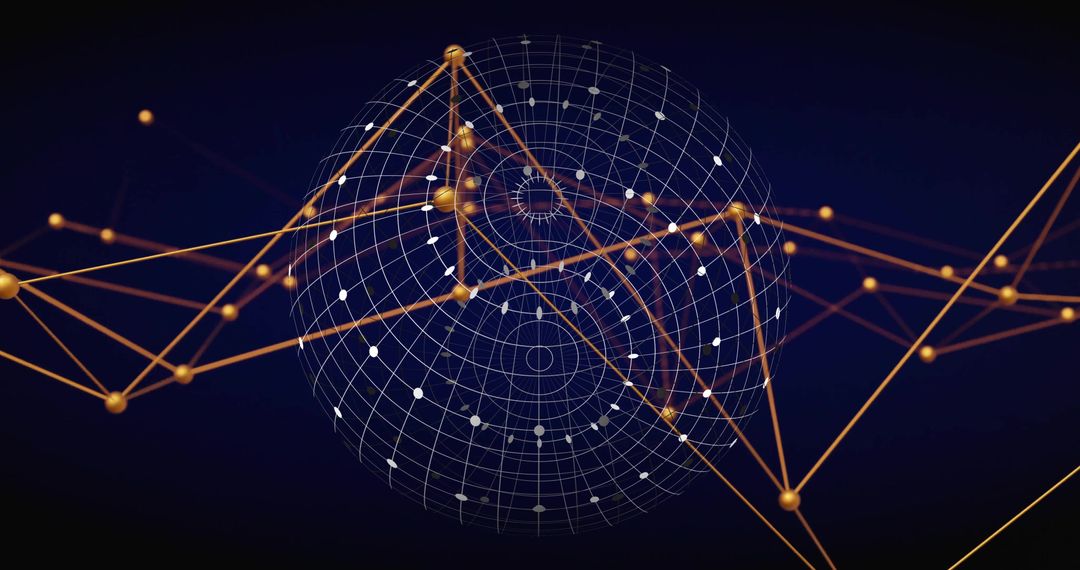 Abstract Wireframe Sphere with Network and Data Points