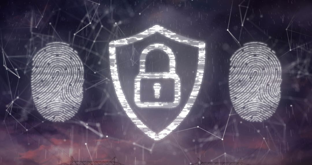 Cyber Security Symbol with Biometrics and Network Background - Free Images, Stock Photos and Pictures on Pikwizard.com