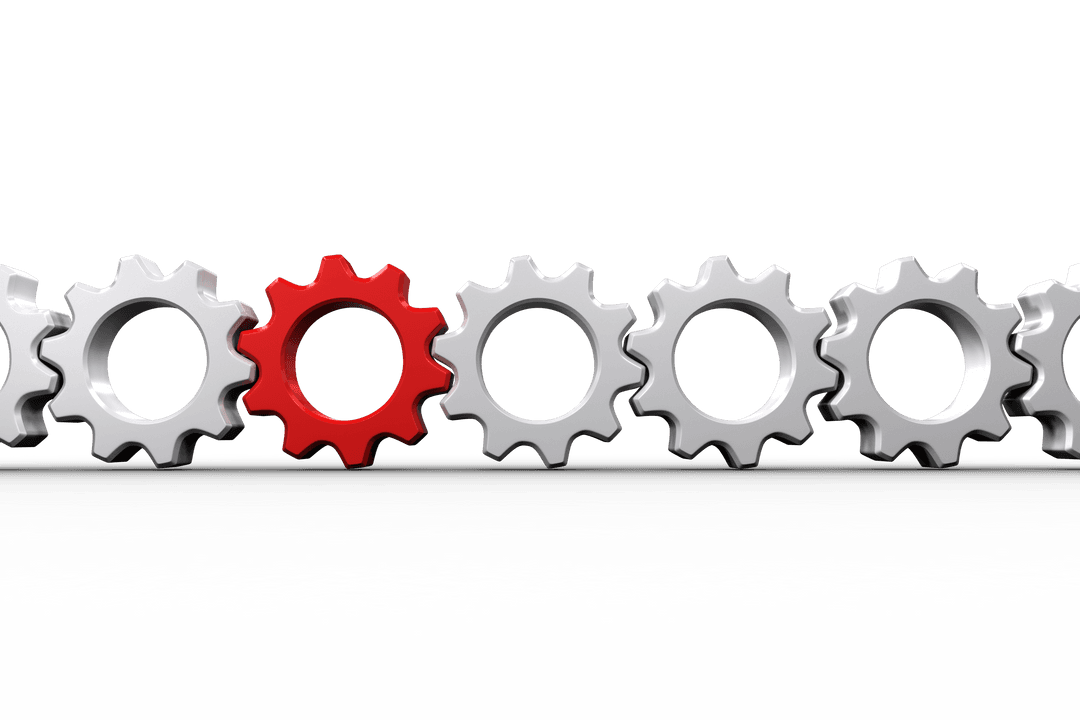 Transparent Gears Alignment with Unique Red Cog Integration - Download Free Stock Images Pikwizard.com