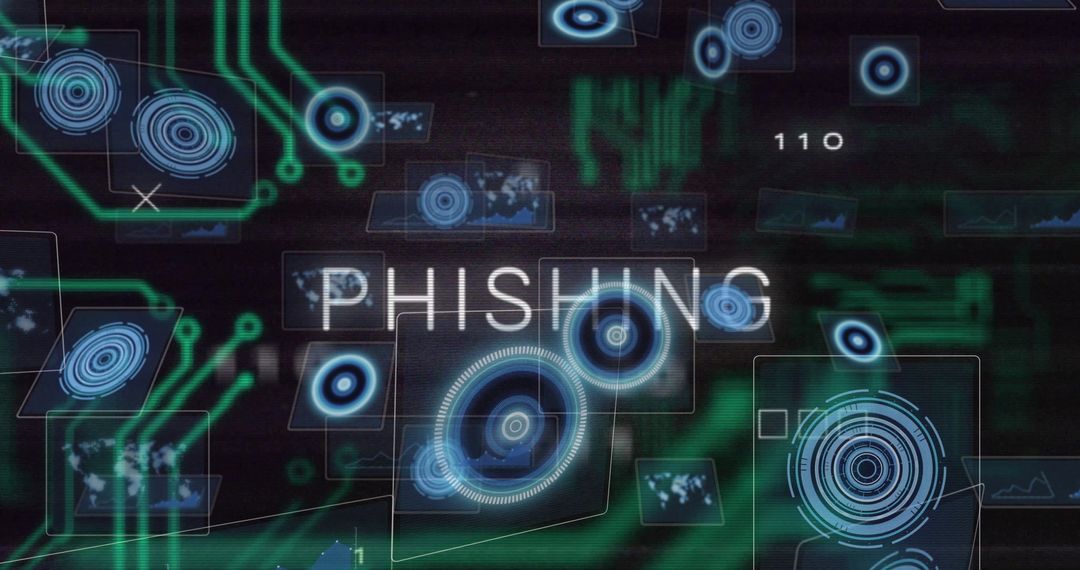 Phishing Attack Warning with Glow Text and Futuristic Overlays
