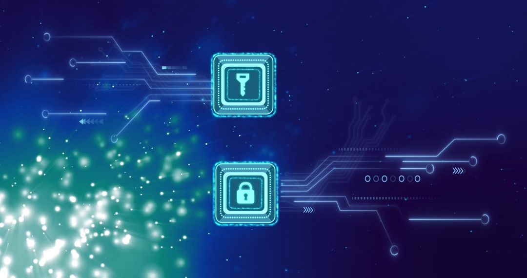 Digital Encryption Concept with Key and Padlock Icons