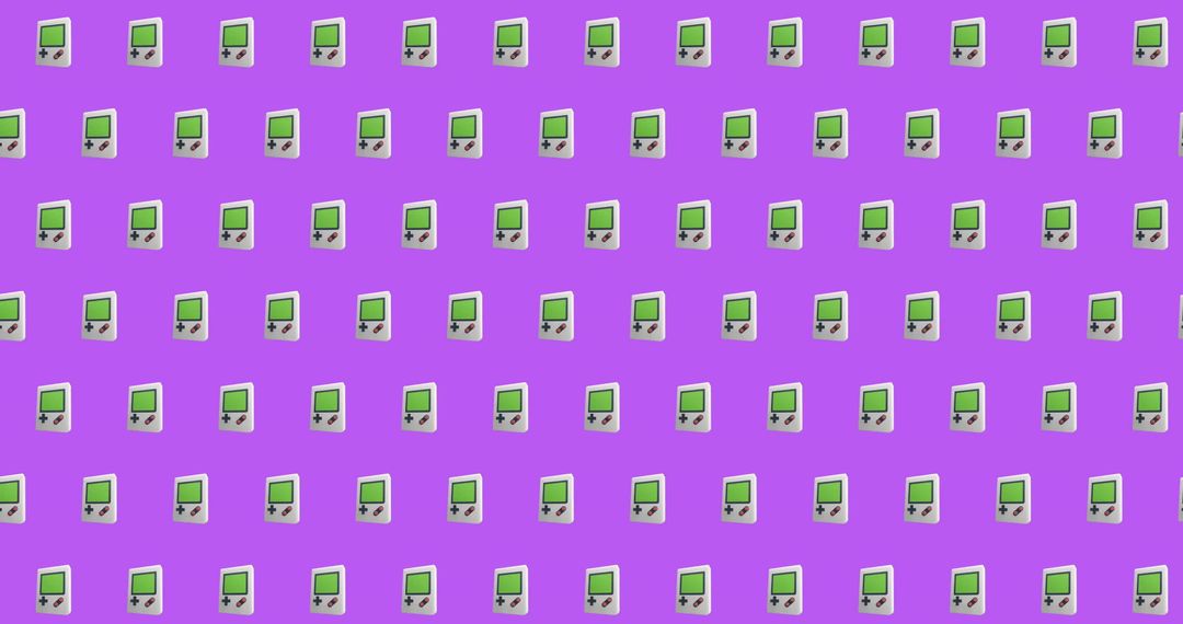 Retro Handheld Consoles Pattern on Bold Purple Canvas