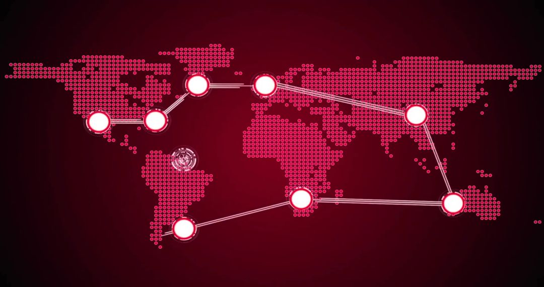 Digital World Map with Media Icons and Connections