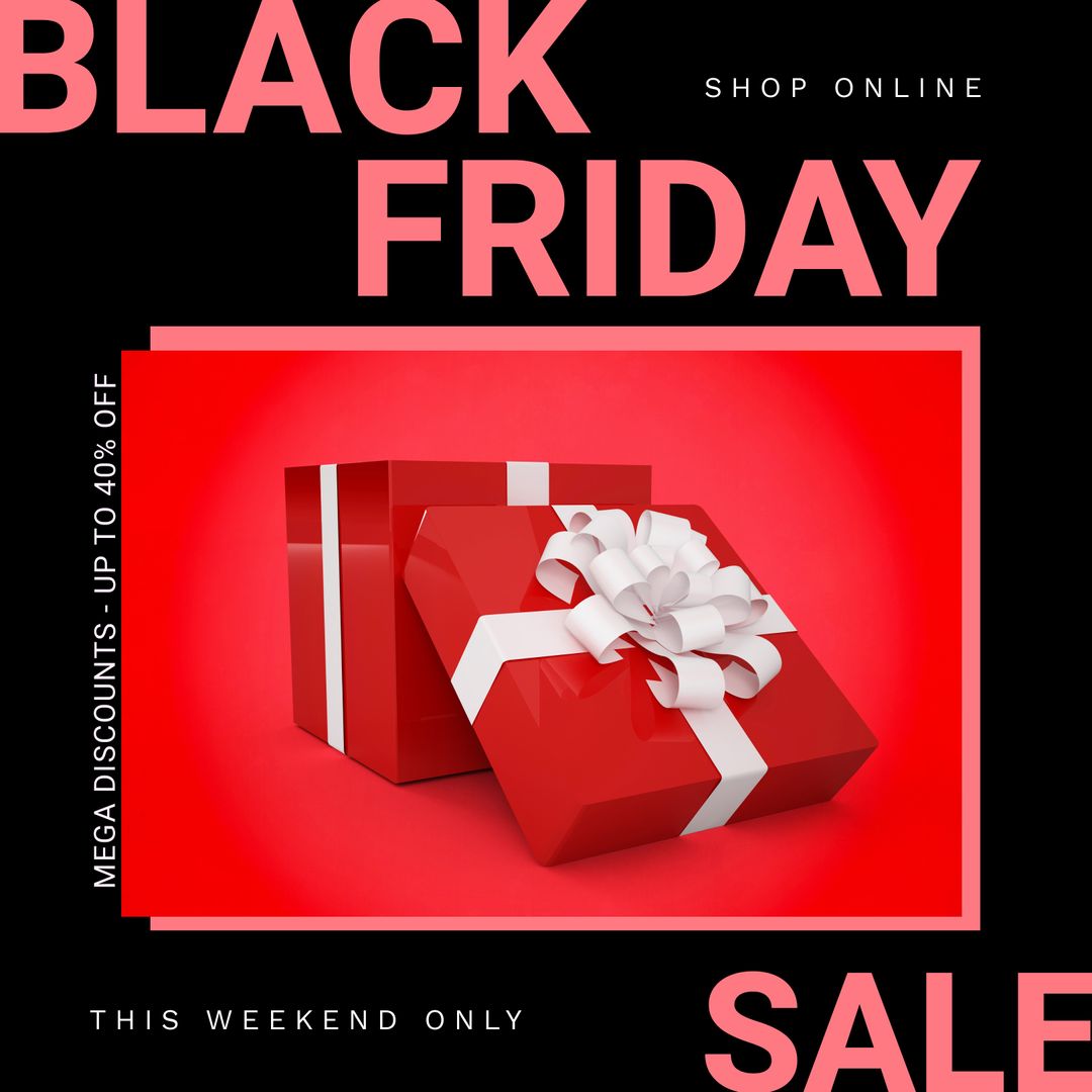 Black Friday Sale Advertisement with Gift Box